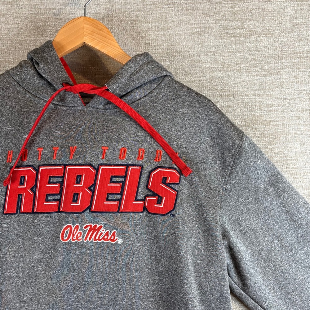 Ole Miss Rebels Gray NCAA Champion Pullover Hoodie Mens M Gray Hotty Toddy EUC